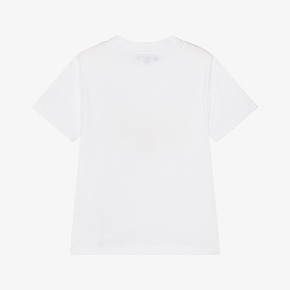 DKNY-White Cotton T-Shirt with NY Graphic Print | Childrensalon