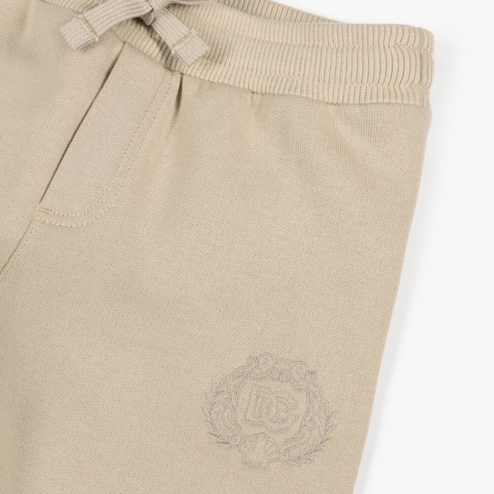 Dolce & Gabbana-Baby Boys Beige Cotton Jogger with Embroidered DG Logo | Childrensalon