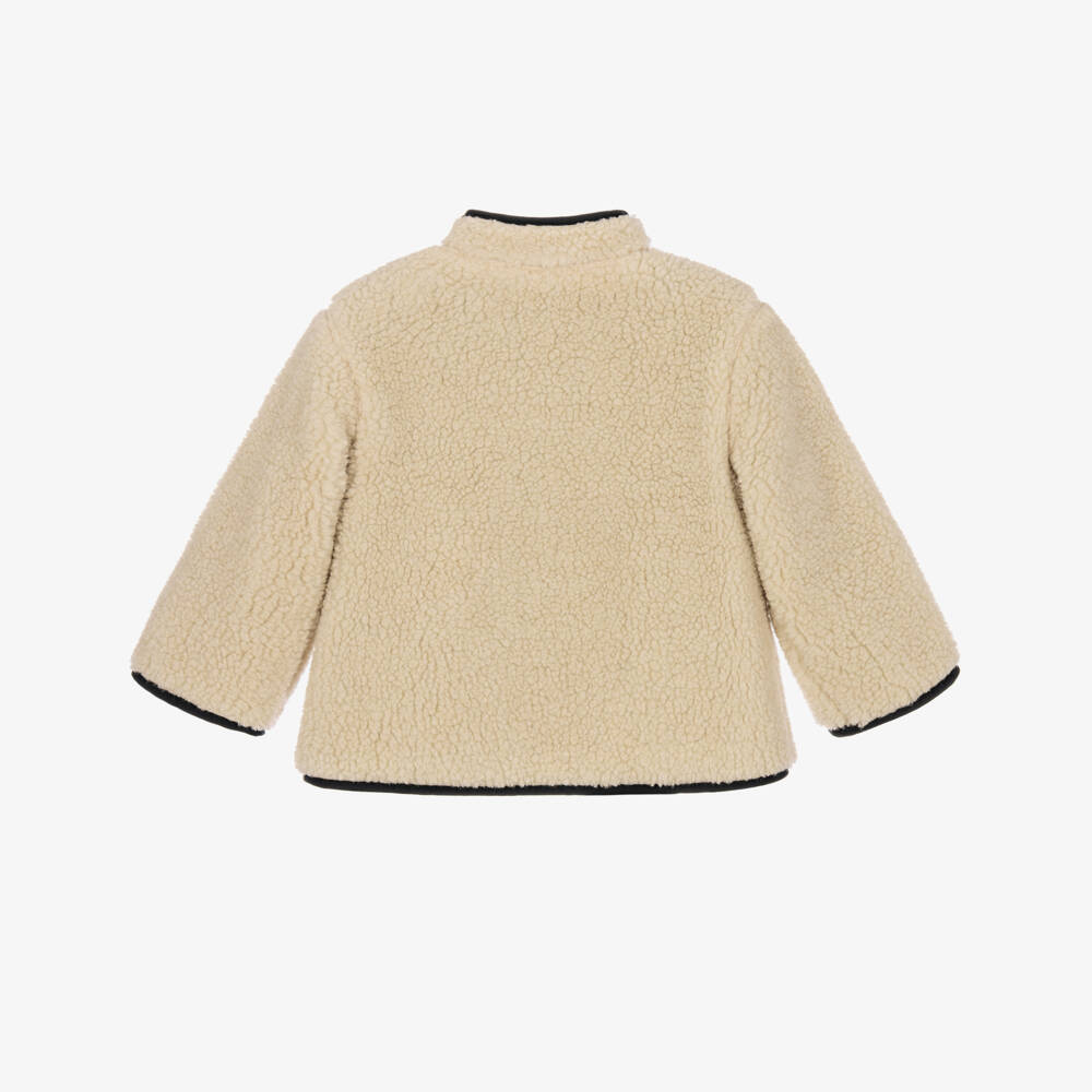 Dolce & Gabbana-Baby Boys Beige Sherpa Fleece Jacket with Nautical Logo | Childrensalon