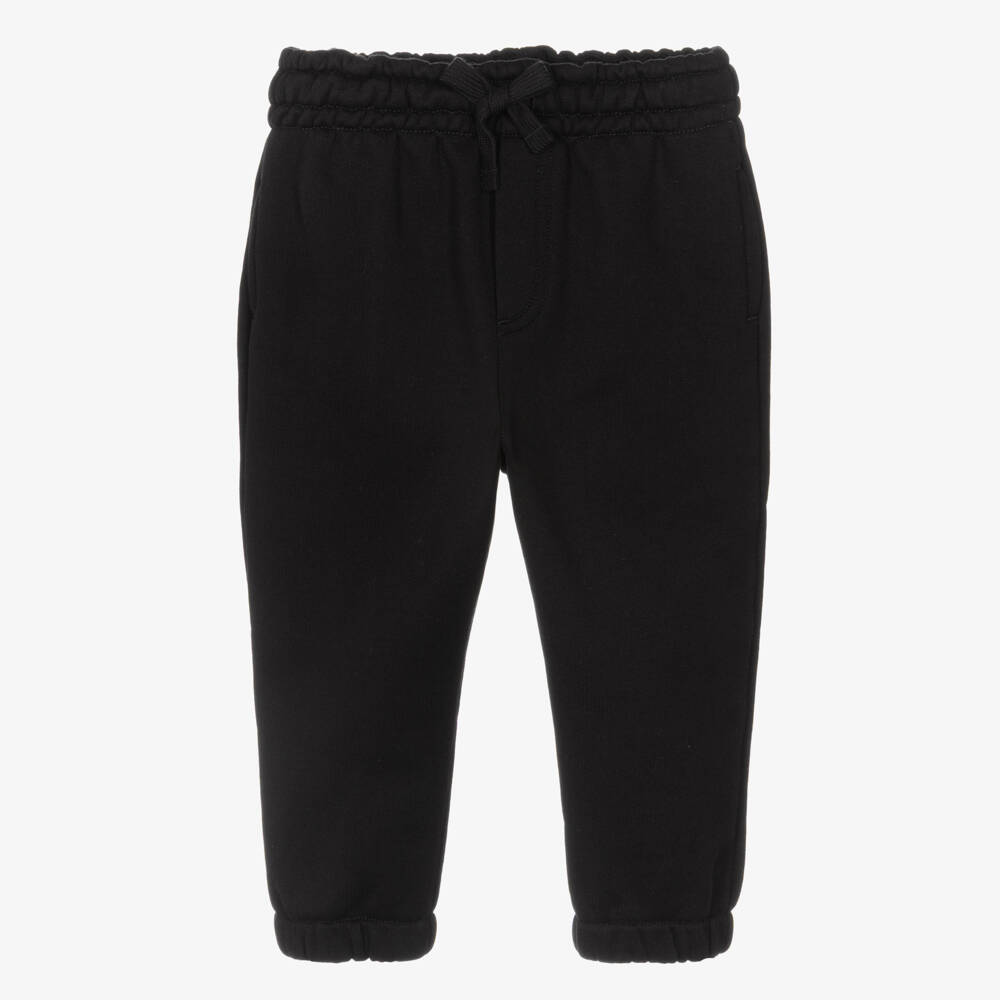 Dolce & Gabbana-Baby Boys Black Cotton Drawstring Joggers with Crest Logo | Childrensalon