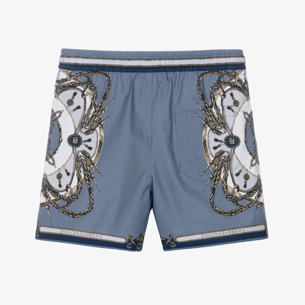 Dolce & Gabbana-Baby Boys Blue Cargo Print Cotton Shorts | Childrensalon