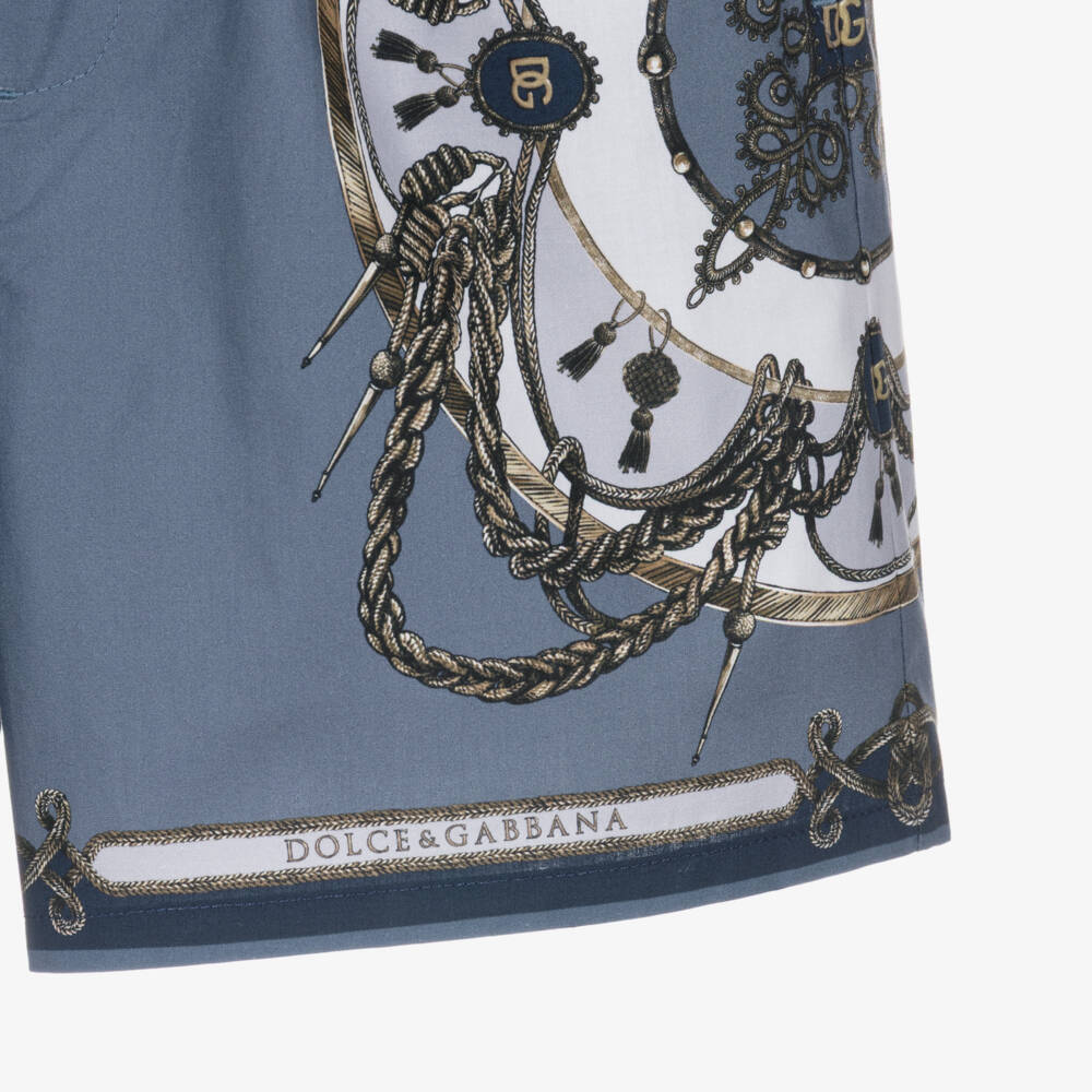 Dolce & Gabbana-Baby Boys Blue Cargo Print Cotton Shorts | Childrensalon
