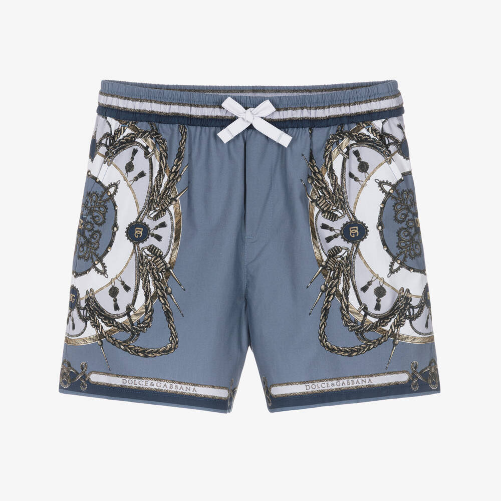 Dolce & Gabbana-Baby Boys Blue Cargo Print Cotton Shorts | Childrensalon