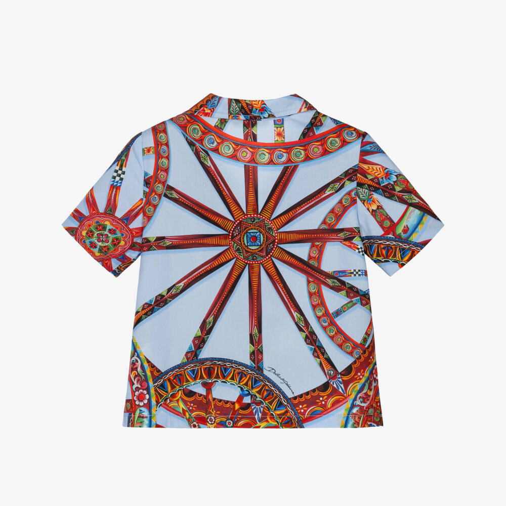 Dolce & Gabbana-Baby Boys Blue Carretto Print Cotton Shirt | Childrensalon