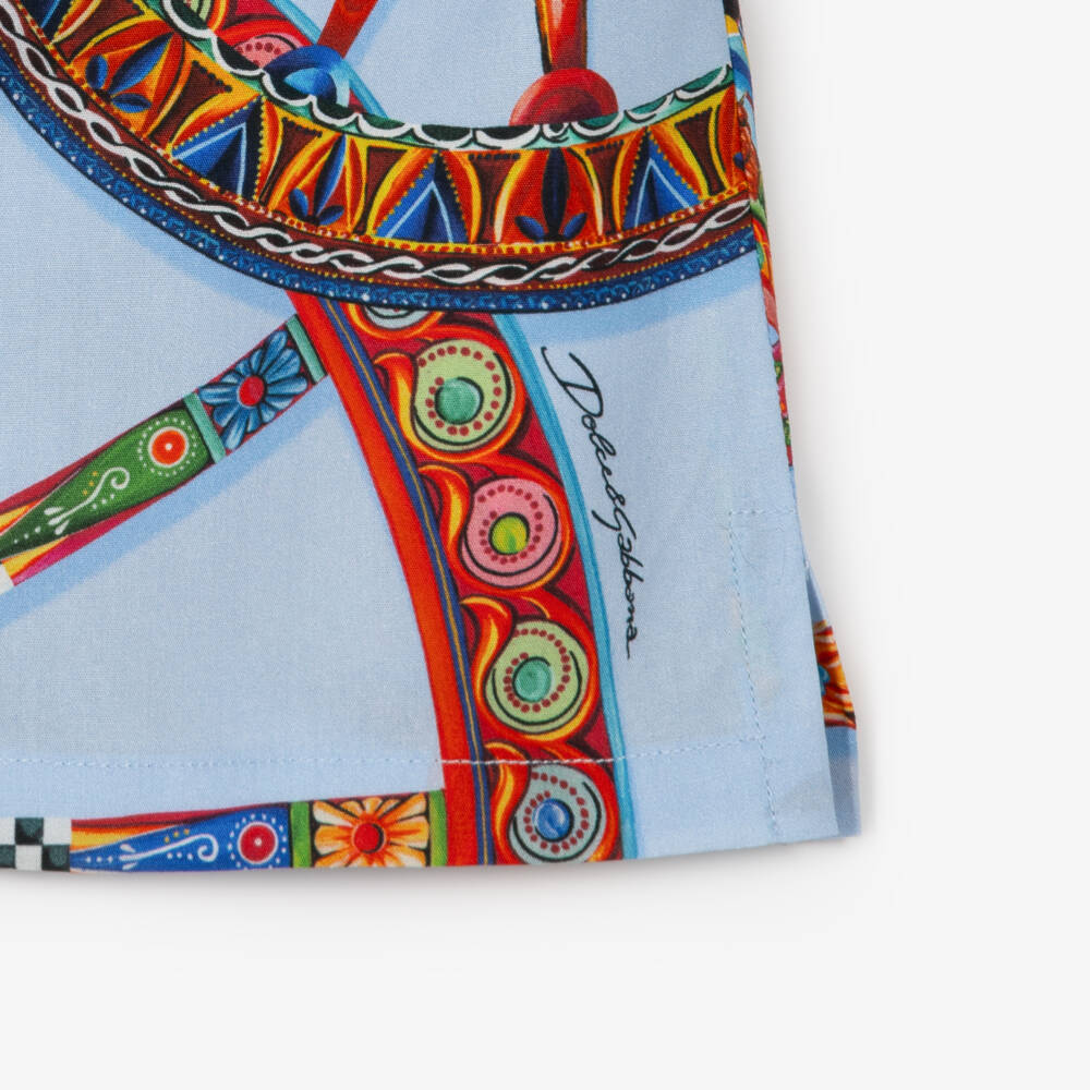 Dolce & Gabbana-Baby Boys Blue Carretto Print Cotton Shirt | Childrensalon