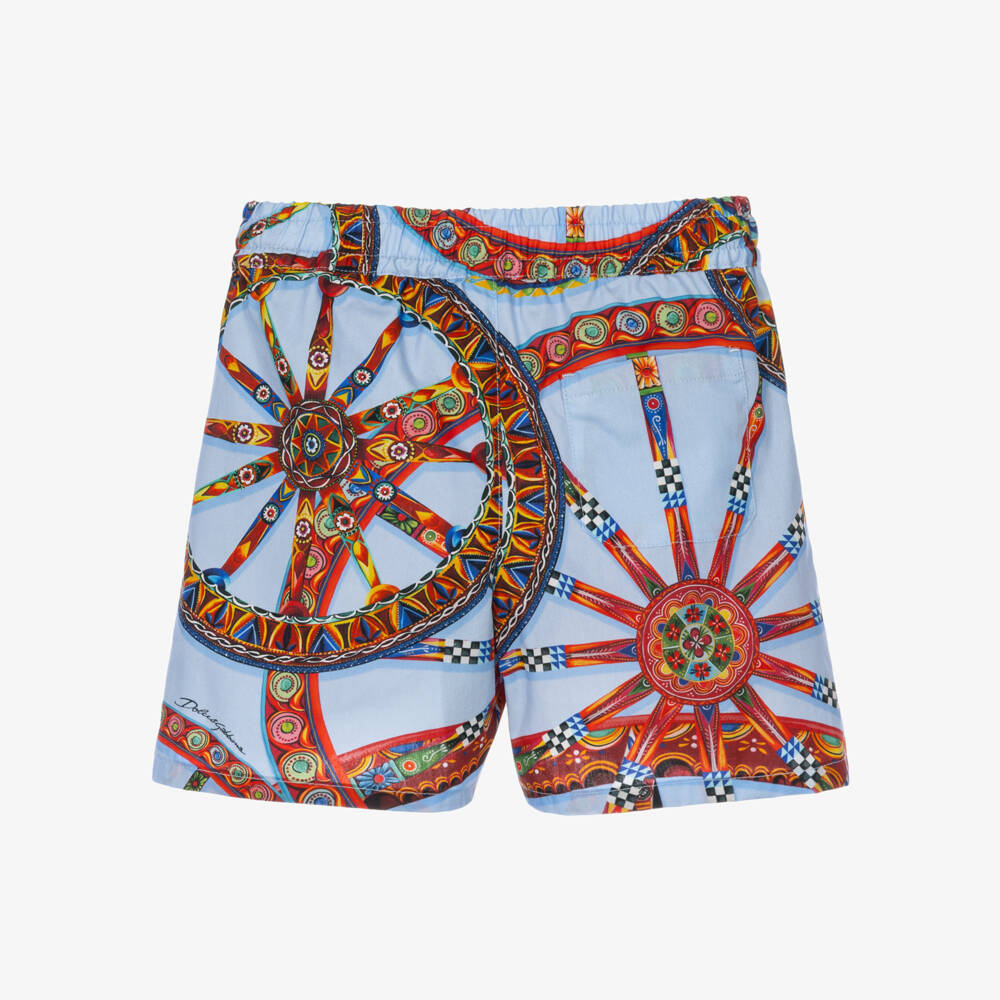 Dolce & Gabbana-Baby Boys Blue Carretto Print Cotton Shorts | Childrensalon