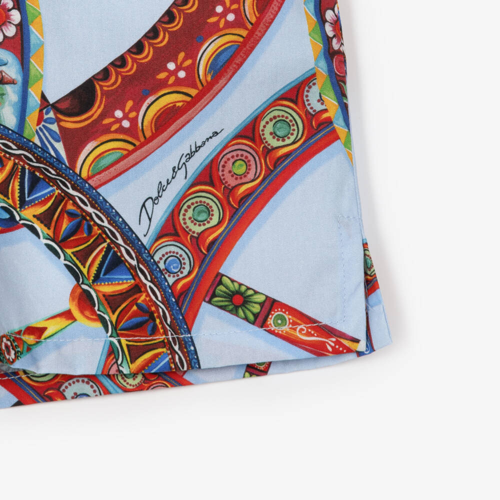 Dolce & Gabbana-Baby Boys Blue Carretto Print Cotton Shorts | Childrensalon