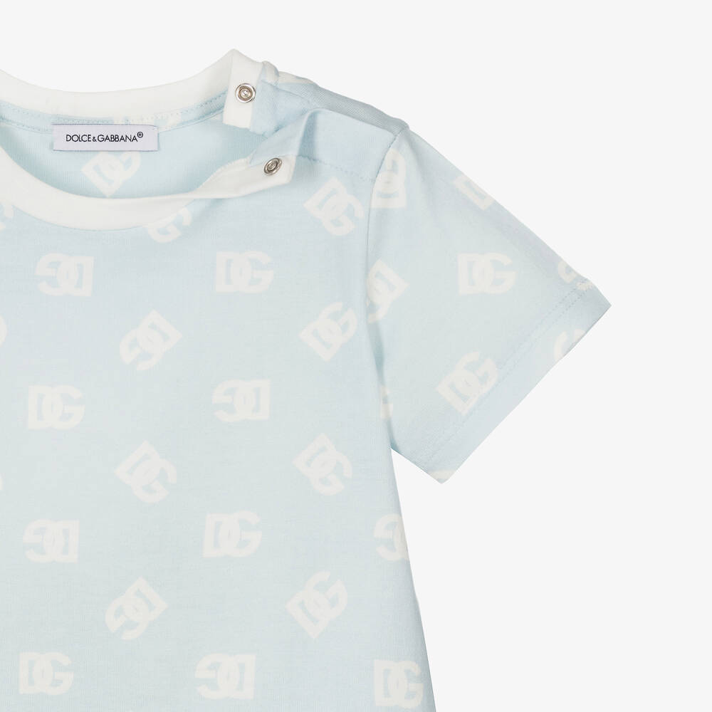 Dolce & Gabbana-Baby Boys Blue Cotton Logo Shortie | Childrensalon
