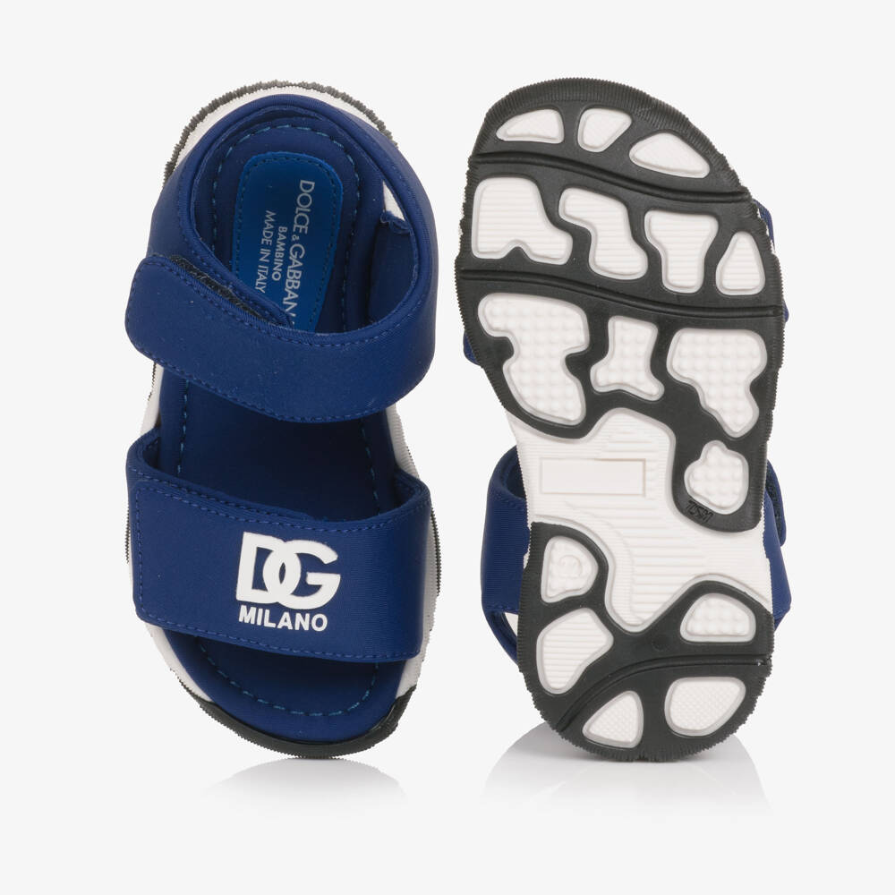 Dolce & Gabbana-Baby Boys Blue DG Logo Velcro Sandals | Childrensalon
