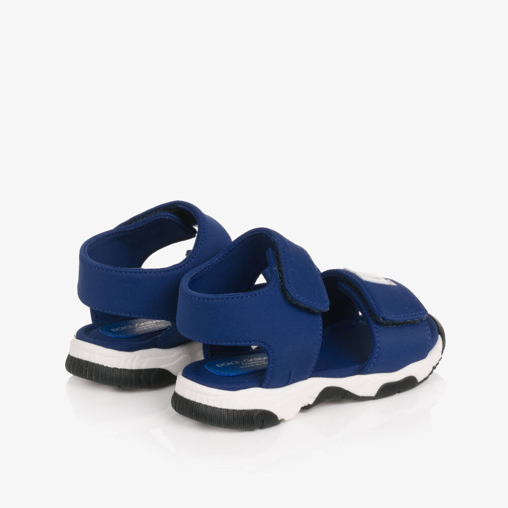 Dolce & Gabbana-Baby Boys Blue DG Logo Velcro Sandals | Childrensalon