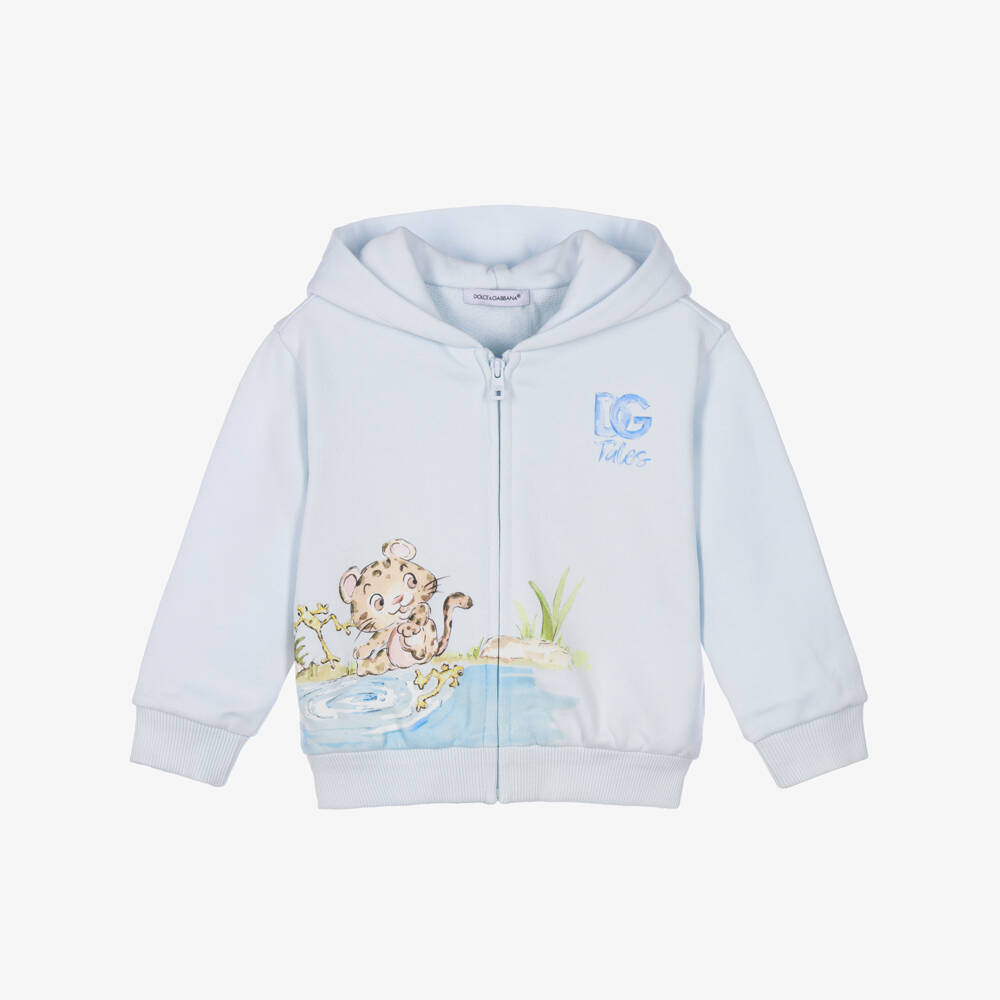 Dolce & Gabbana-Baby Boys Blue Leopard Cub Zip Up Hoodie | Childrensalon