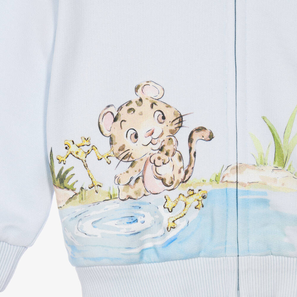 Dolce & Gabbana-Baby Boys Blue Leopard Cub Zip Up Hoodie | Childrensalon