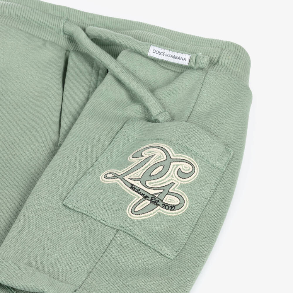 Dolce & Gabbana-Baby Boys Green Cotton DG Embroidered Shorts | Childrensalon