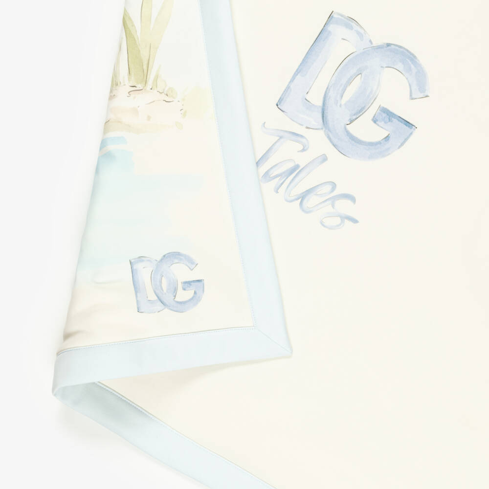 Dolce & Gabbana-Baby Boys Ivory & Blue Leopard Blanket (71cm) | Childrensalon