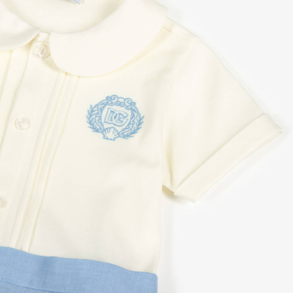 Dolce & Gabbana-Baby Boys Ivory Jersey & Blue Linen Shortie | Childrensalon
