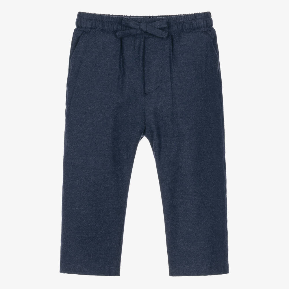 Dolce & Gabbana-Baby Boys Navy Blue Brushed Cotton Trousers | Childrensalon