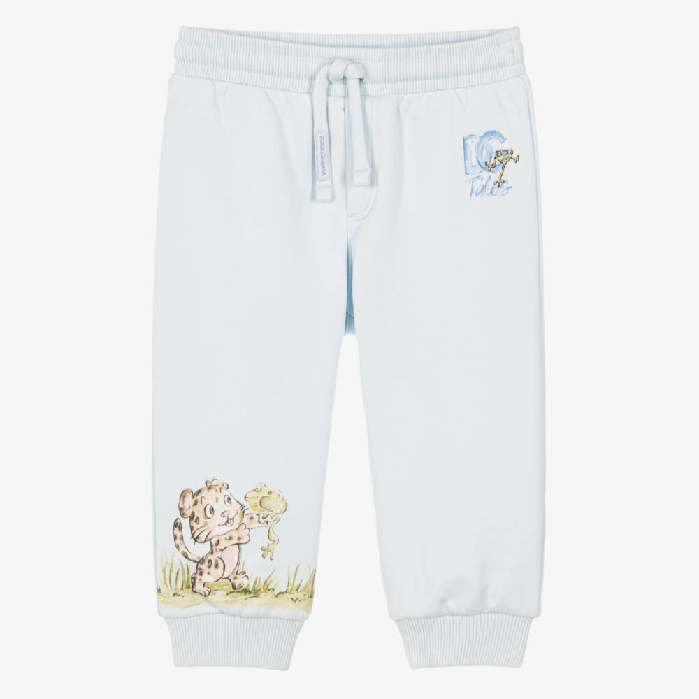 Dolce & Gabbana-Baby Boys Pale Blue Leopard Cub Joggers | Childrensalon