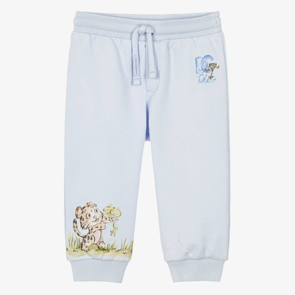 Dolce & Gabbana-Baby Boys Pale Blue Leopard Cub Joggers | Childrensalon