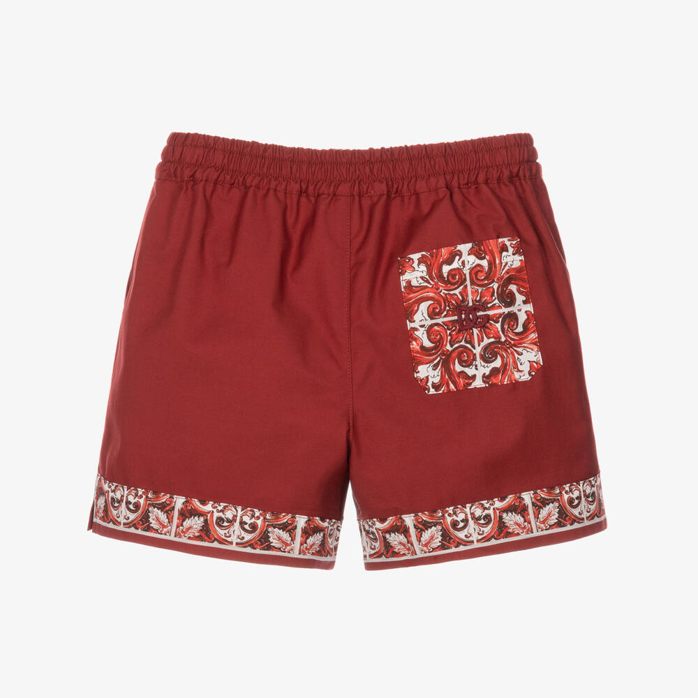 Dolce & Gabbana-Baby Boys Red Shorts with Majolica Print | Childrensalon