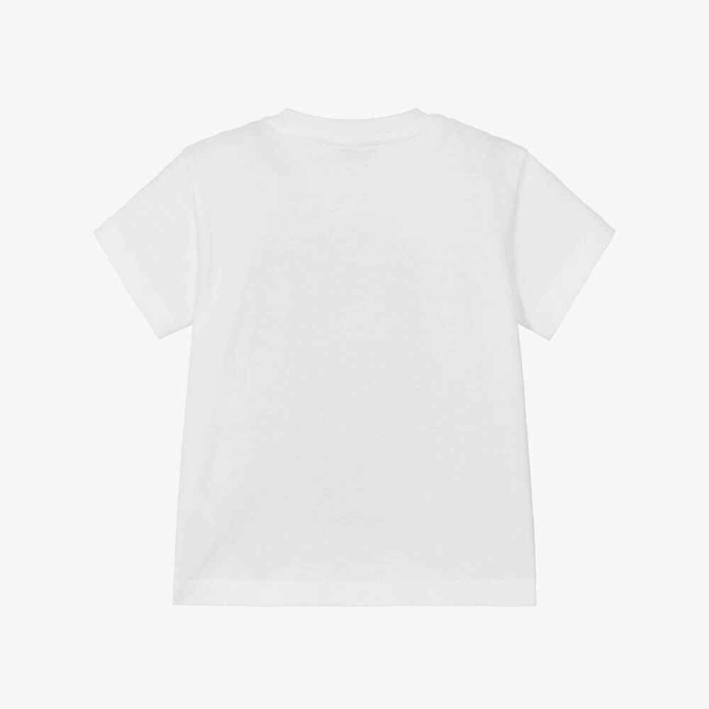 Dolce & Gabbana-Baby Boys White Cotton T-Shirt with Black Crest Logo | Childrensalon