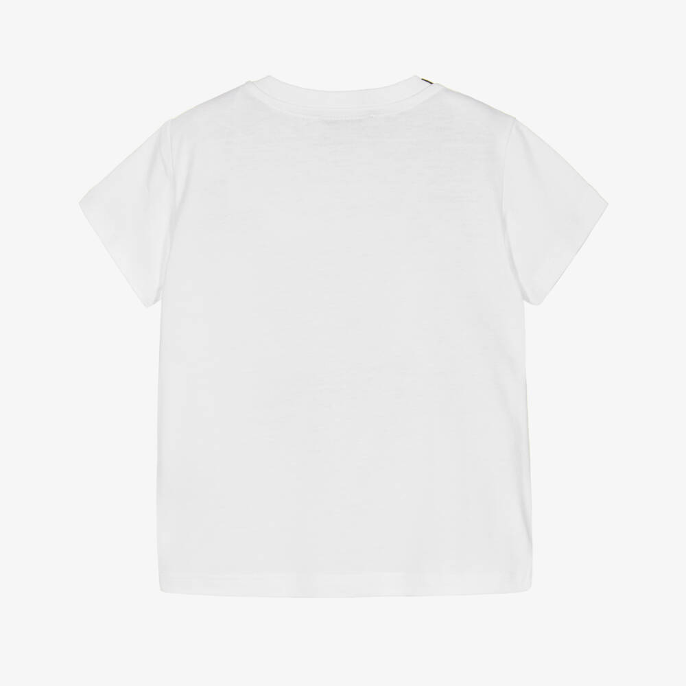 Dolce & Gabbana-Baby Boys White Cotton T-Shirt with Black Majolica DG Logo | Childrensalon