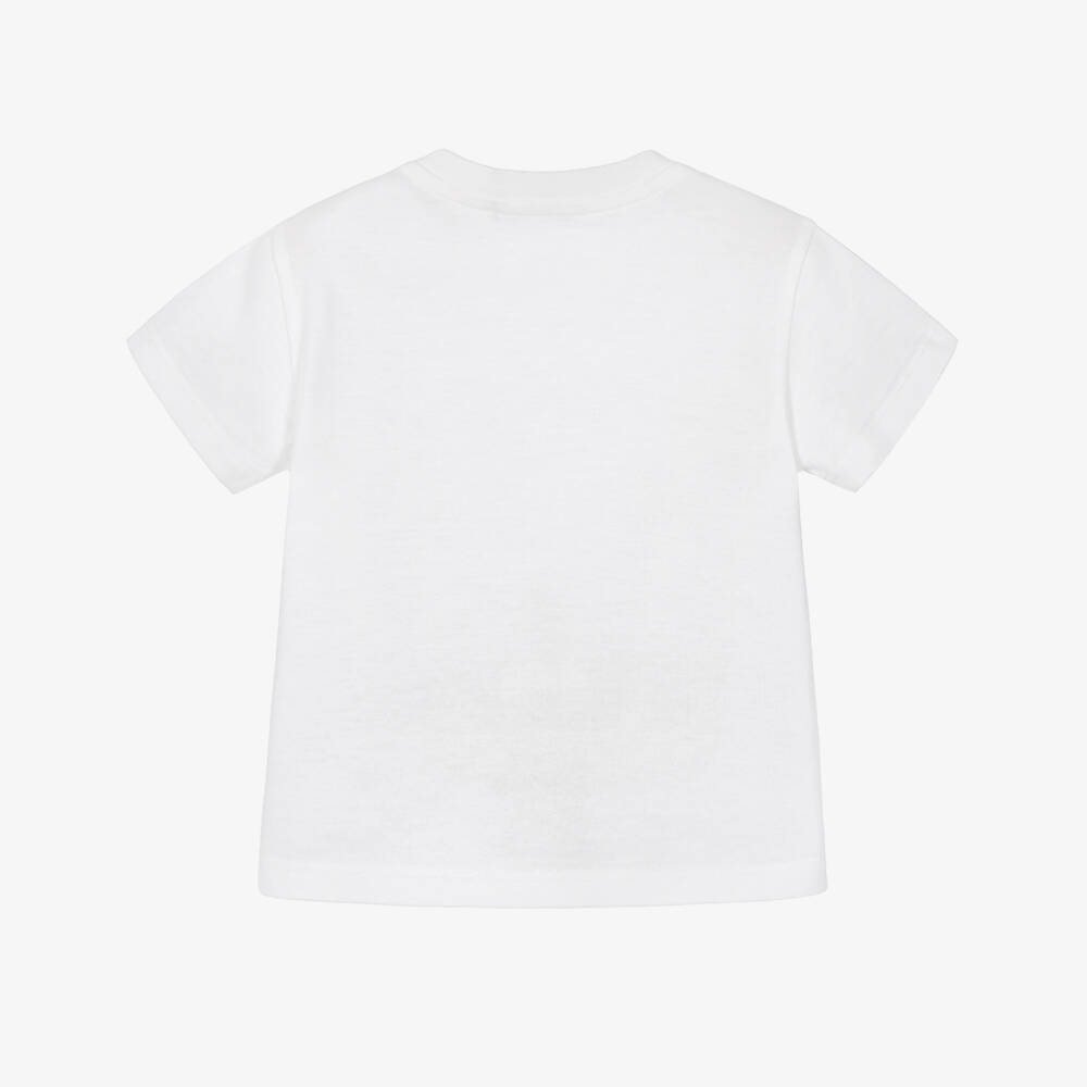 Dolce & Gabbana-Baby Boys White Cotton T-Shirt with DG Logo | Childrensalon