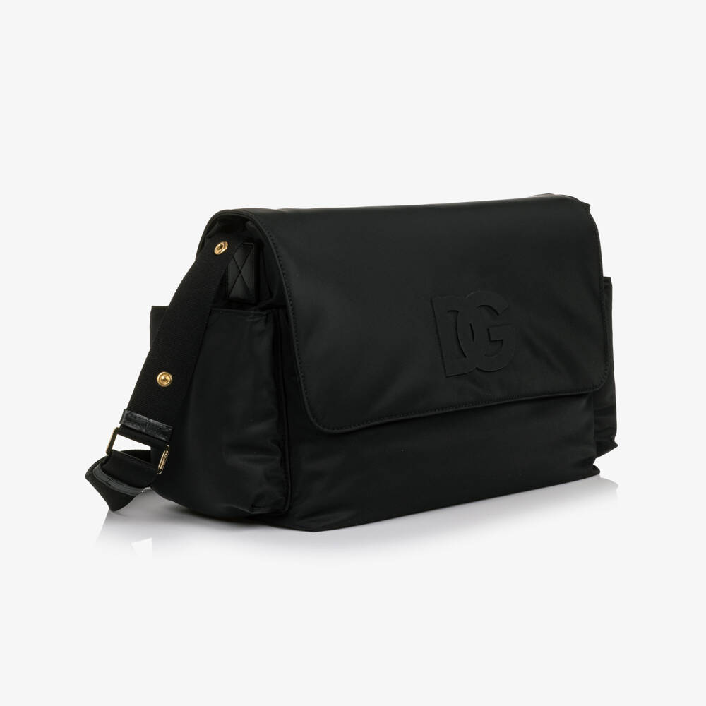 Dolce & Gabbana-Baby Changing Bag Set in Black Nylon (37cm) | Childrensalon