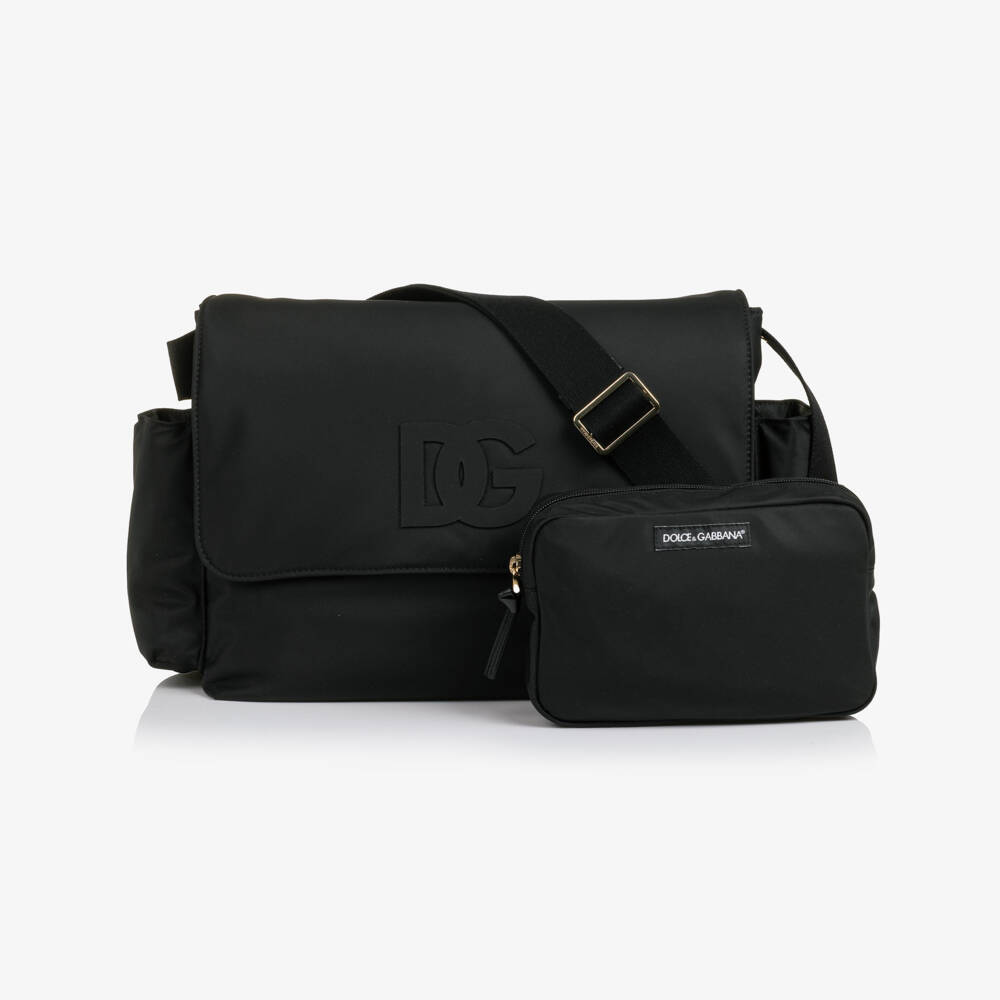 Dolce & Gabbana-Baby Changing Bag Set in Black Nylon (37cm) | Childrensalon