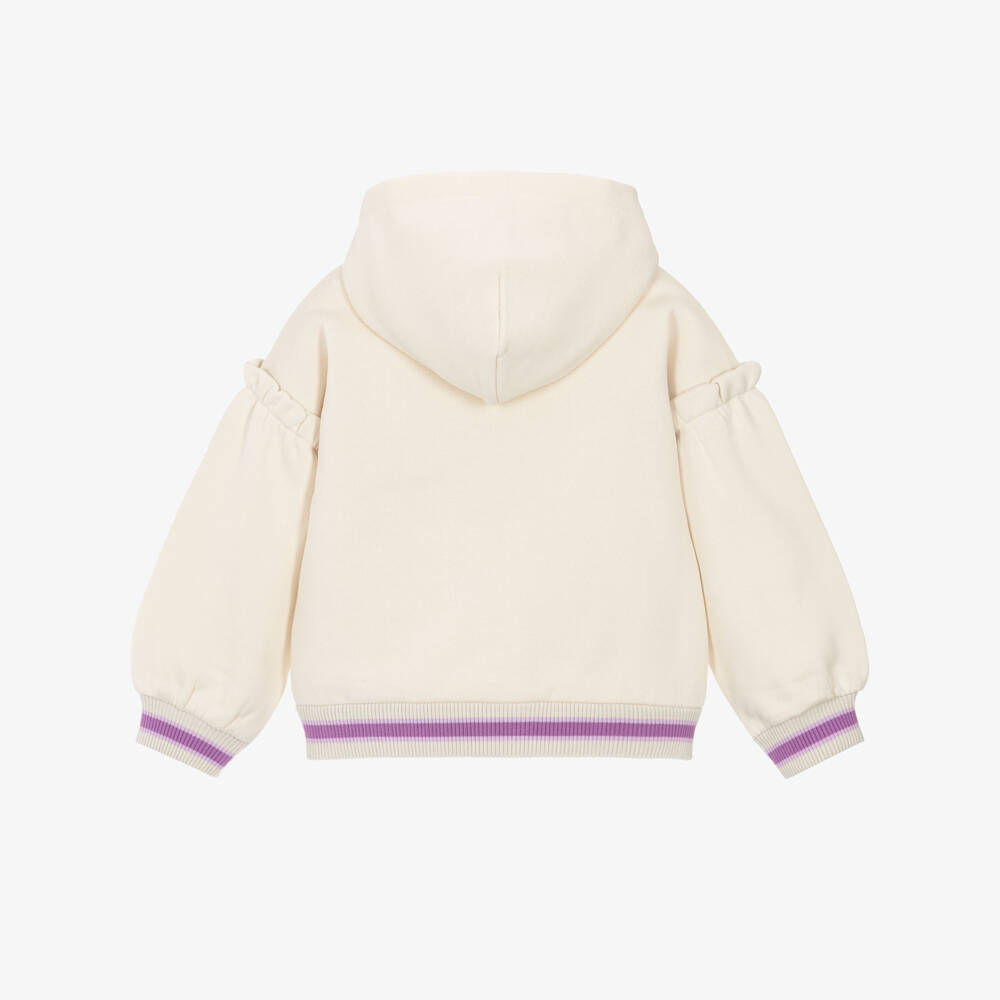 Dolce & Gabbana-توب قطن بسحاب مطرز بالورود لون عاجي للبنات الرضع | Childrensalon