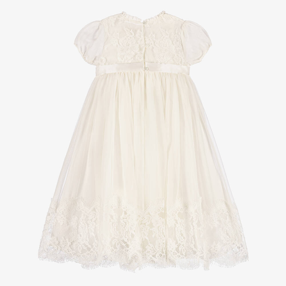 Dolce & Gabbana-Baby Girls Ivory Silk & Lace Gown | Childrensalon