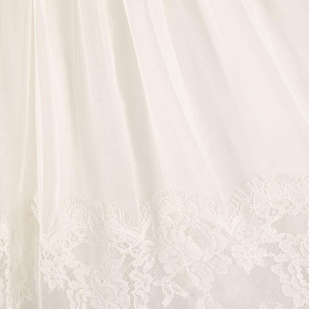 Dolce & Gabbana-Baby Girls Ivory Silk & Lace Gown | Childrensalon