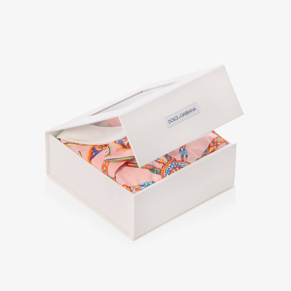 Dolce & Gabbana-Baby Girls Pink Carretto Print Shortie & Headband Gift Set | Childrensalon
