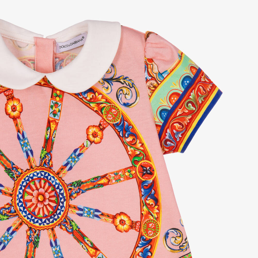 Dolce & Gabbana-Baby Girls Pink Carretto Print Shortie & Headband Gift Set | Childrensalon