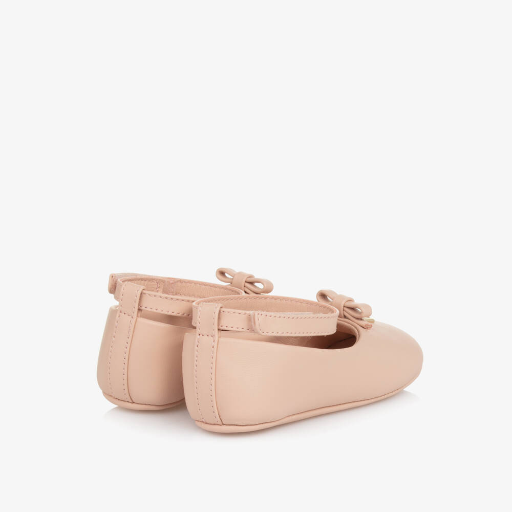 Dolce & Gabbana-Baby Girls Pink Leather DG Pre-Walker Shoes | Childrensalon