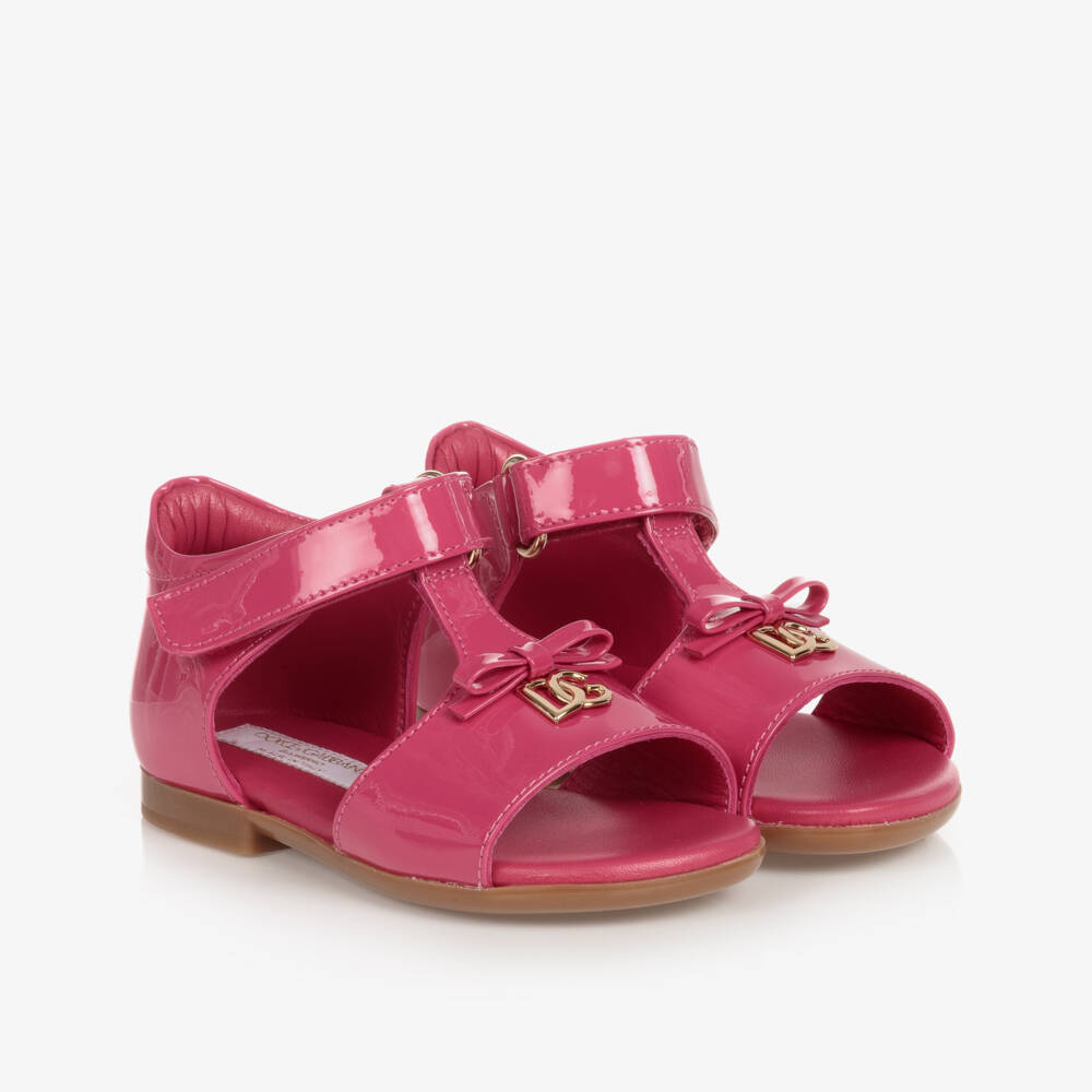 Dolce & Gabbana-Baby Girls Pink Patent Leather Sandals | Childrensalon