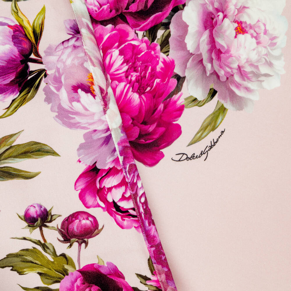 Dolce & Gabbana-Baby Girls Pink Peony Print Blanket (72cm) | Childrensalon