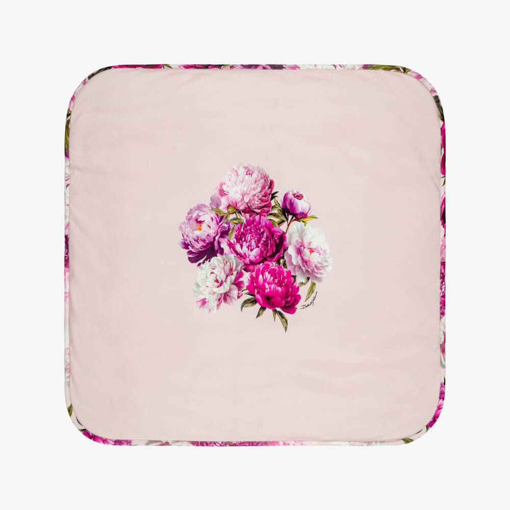 Dolce & Gabbana-Baby Girls Pink Peony Print Blanket (72cm) | Childrensalon