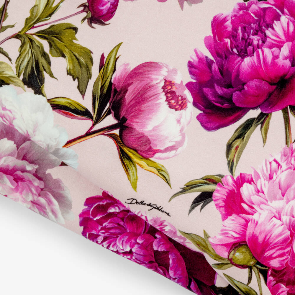 Dolce & Gabbana-Baby Girls Pink Peony Print Blanket (72cm) | Childrensalon