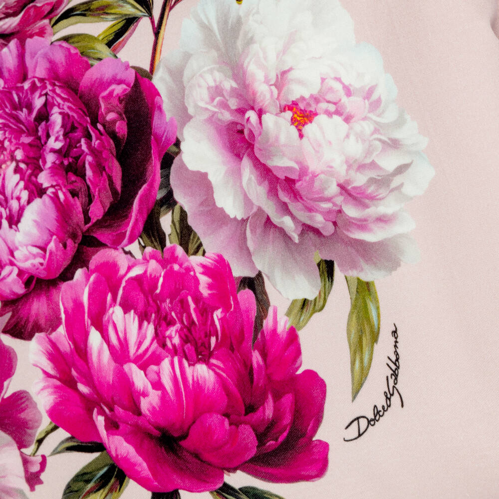 Dolce & Gabbana-Baby Girls Pink Peony Print Blanket (72cm) | Childrensalon