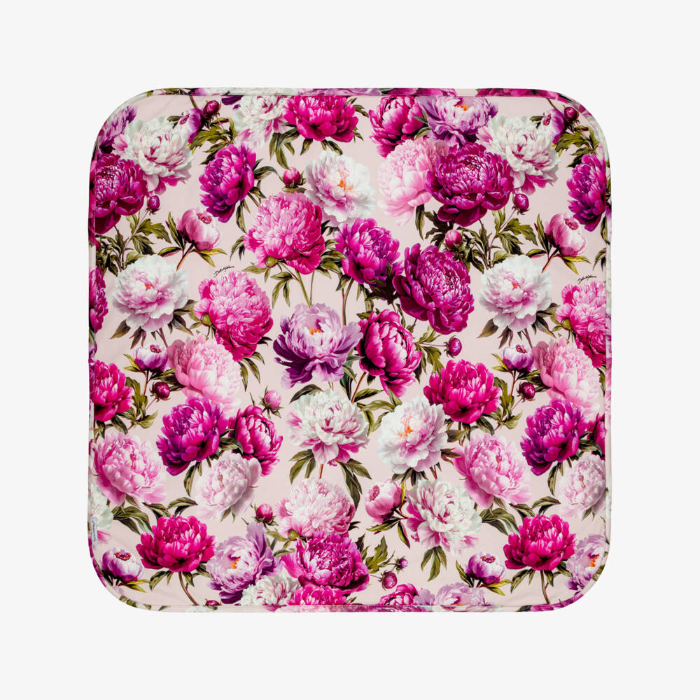 Dolce & Gabbana-Baby Girls Pink Peony Print Blanket (72cm) | Childrensalon