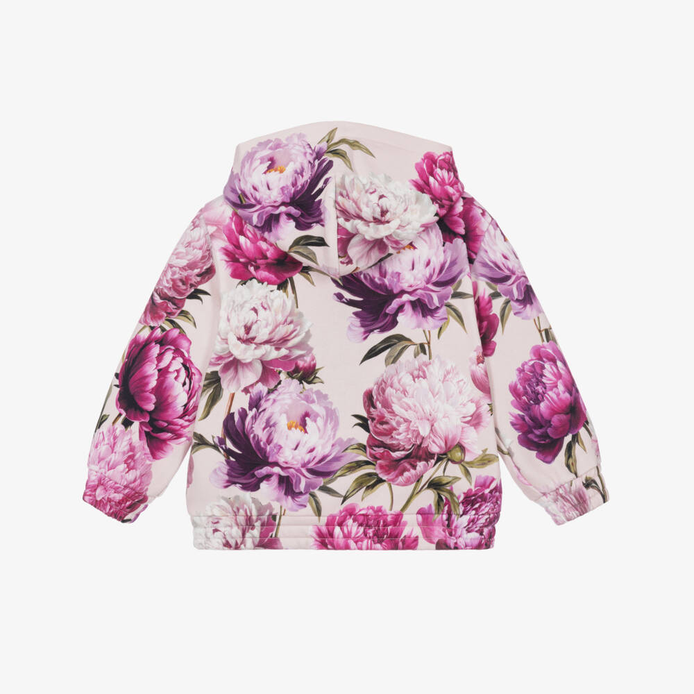Dolce & Gabbana-Baby Girls Pink Peony Print Cotton Zip-Up Hoodie | Childrensalon
