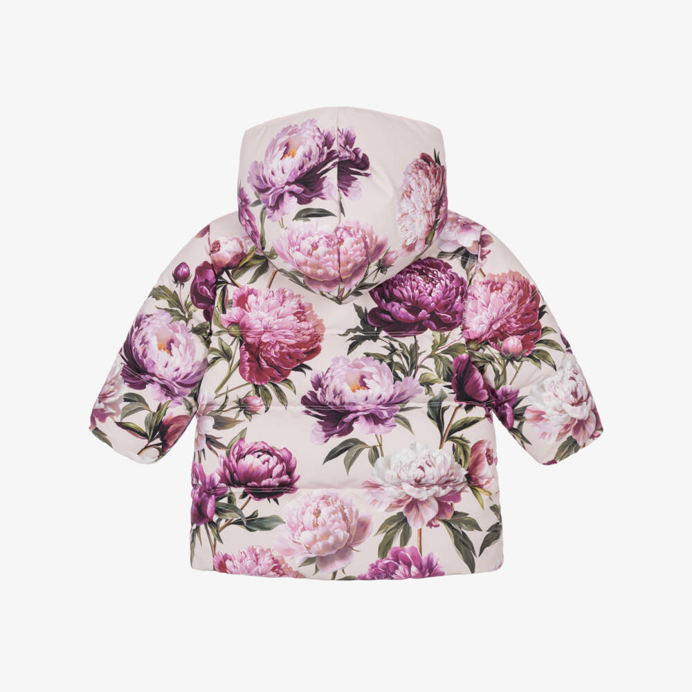 Dolce & Gabbana-Baby Girls Pink Peony Print Down-Filled Coat | Childrensalon