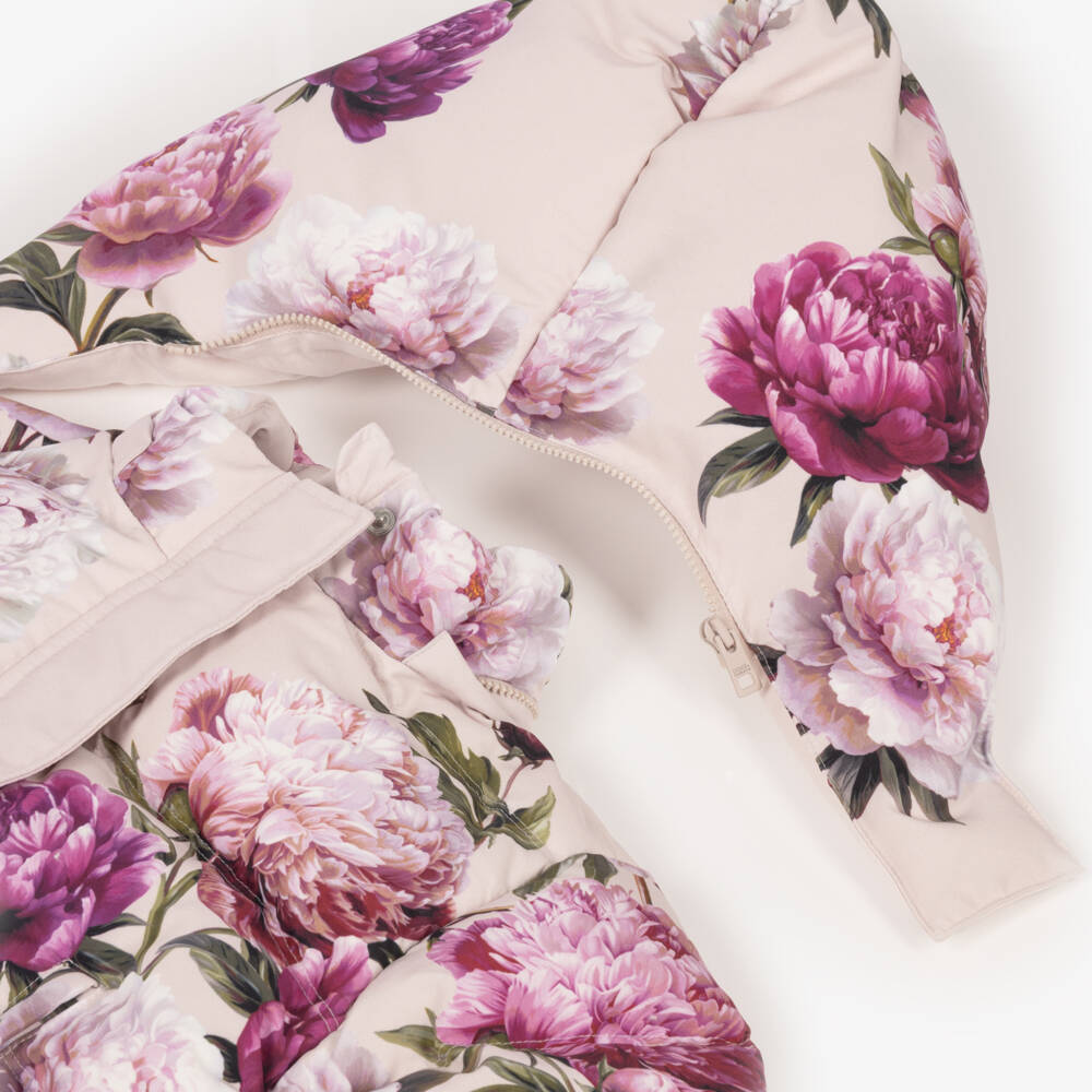 Dolce & Gabbana-Baby Girls Pink Peony Print Down-Filled Coat | Childrensalon