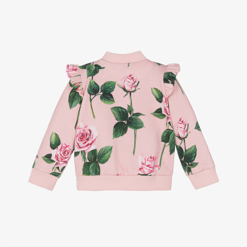 Dolce & Gabbana-Baby Girls Pink Roses Zip-Up Top | Childrensalon