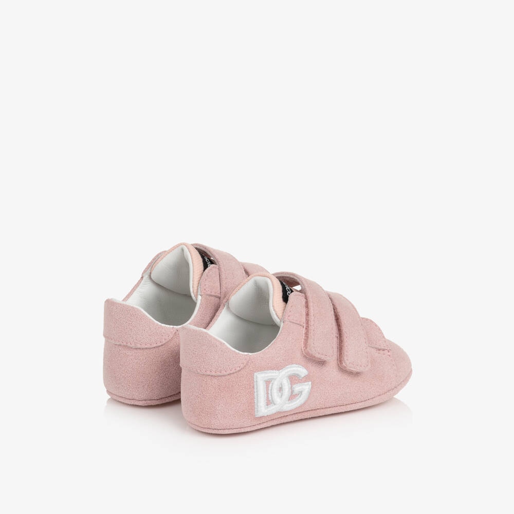 Dolce & Gabbana-Baby Girls Pink Suede Pre-Walker Shoes | Childrensalon