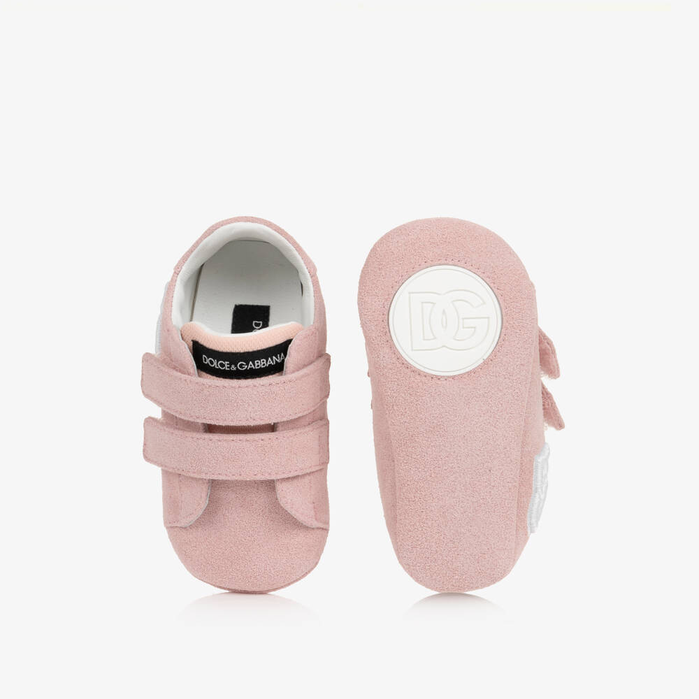 Dolce & Gabbana-Baby Girls Pink Suede Pre-Walker Shoes | Childrensalon