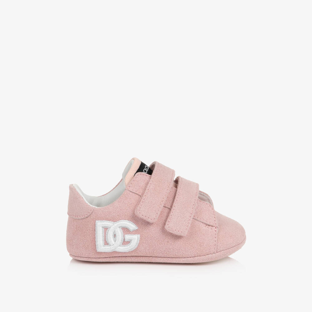 Dolce & Gabbana-Baby Girls Pink Suede Pre-Walker Shoes | Childrensalon
