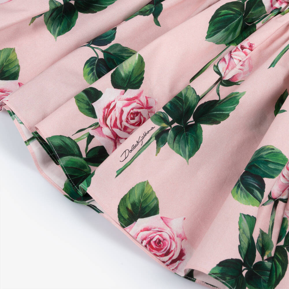 Dolce & Gabbana-Baby Girls Pink & White Roses Dress | Childrensalon