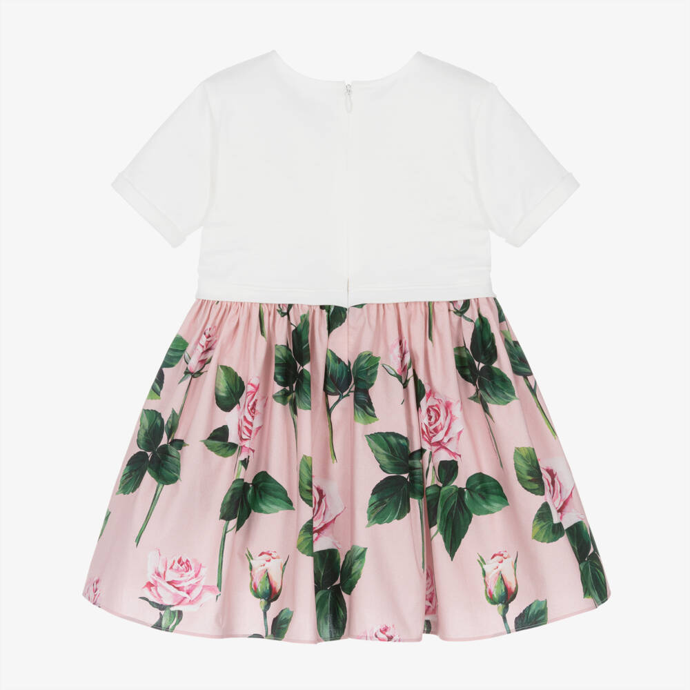Dolce & Gabbana-Baby Girls Pink & White Roses Dress | Childrensalon