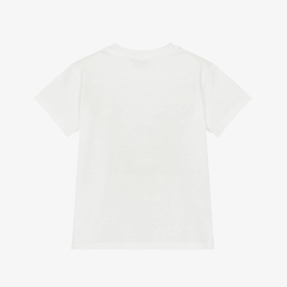 Dolce & Gabbana-Футболка белая из хлопка с красной розой DG для малышек | Childrensalon